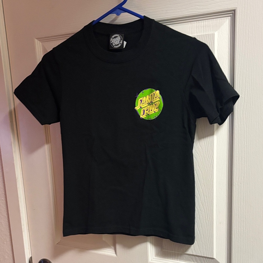 Santa Cruz Skateboards Kids Tee in Black with Green Logo